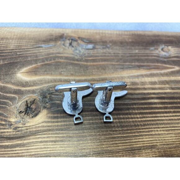 Vintage Hickok Sterling Silver Front Saddle Shaped Cuff Links Men’s Gift - Picture 5 of 10